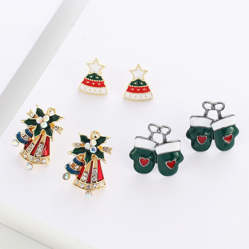 Cross-border supply die-cast alloy oil-dripping Christmas tree series brooch set 1
