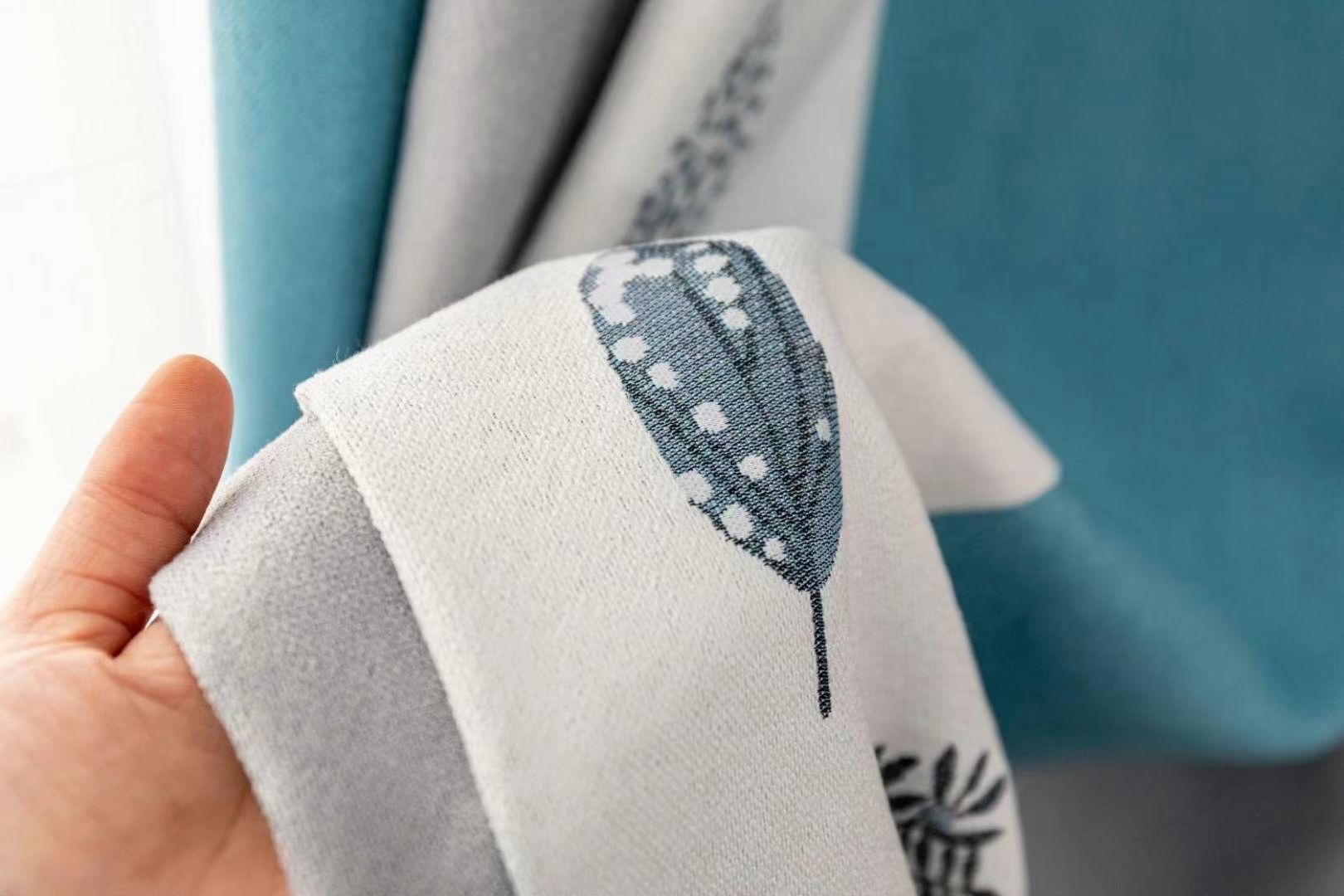 Yarn-Dyed Young Tree Blue Modern Small Fresh Feel Soft Specification drawing