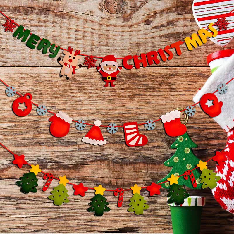 New Christmas decorations non-woven cartoon Christmas door hanging item Hotel shopping mall window decoration 174