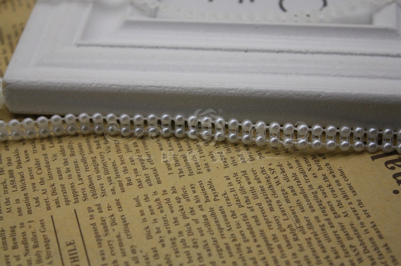 现货1cm宽4厘双排珠子迷糊娃娃装饰连线珠婚纱定位半圆珠工艺饰品配件细节图