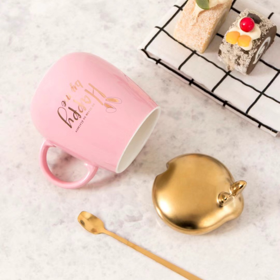 The popular home macaron ceramic coffee cup, spoon and water cup, the trendy Korean version of Girls' Generation