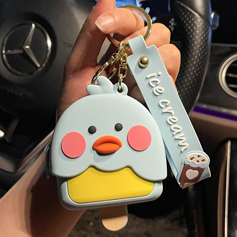 FLY637  创意卡通小黄鸭小鸡硅胶零钱包钥匙扣挂件学生女士背包收纳小挂饰