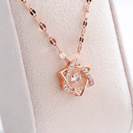 Vintage classic environmental protection color collarbone chain necklace Copper micro-inlaid rose gold platinum 2501