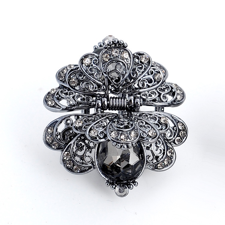 Gun Black women's hair clip Vintage hollowed-out grab clip WISH explosive updo headpiece