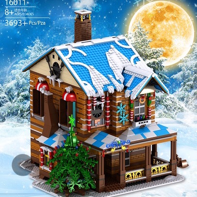 16011 Christmas Cottage (with lights, music, simulated steam chimney), 3693PCS