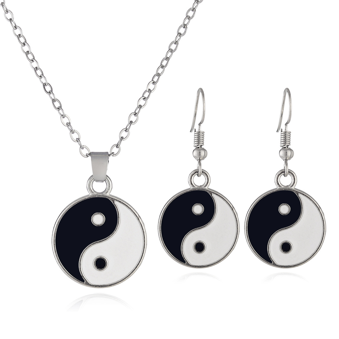 Original retro simple Taiji picture alloy necklace earrings cross-border new accessory set wholesale 4