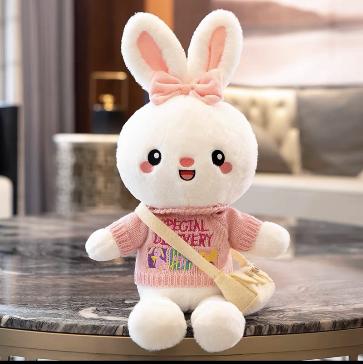 Cute rabbit doll plush toy cartoon small White rabbit doll girl Girl birthday gift 55