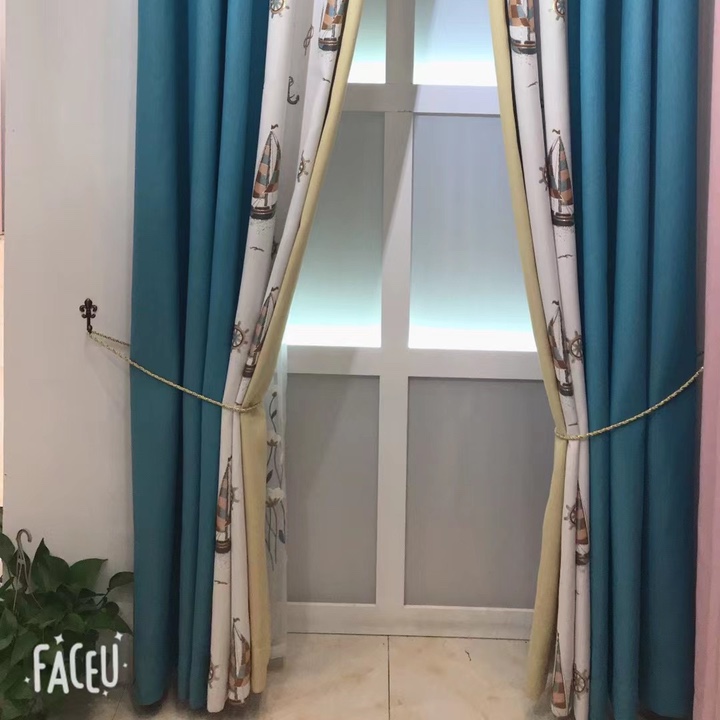 Seamless spliced curtains, sailboat finished curtains