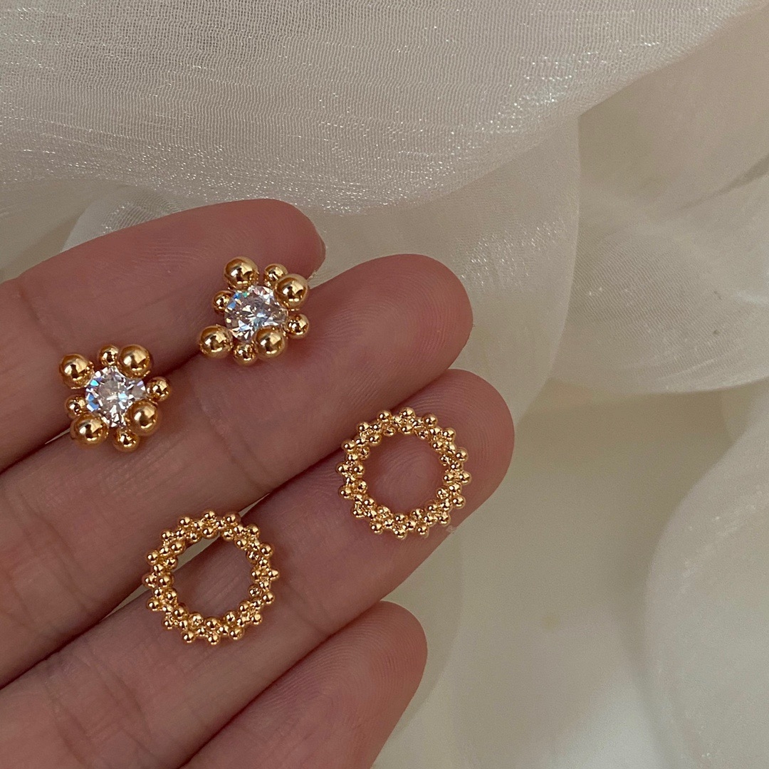 ab two superposition wear delicate light luxury quality zircon net red simple sleep without picking light small earrings series