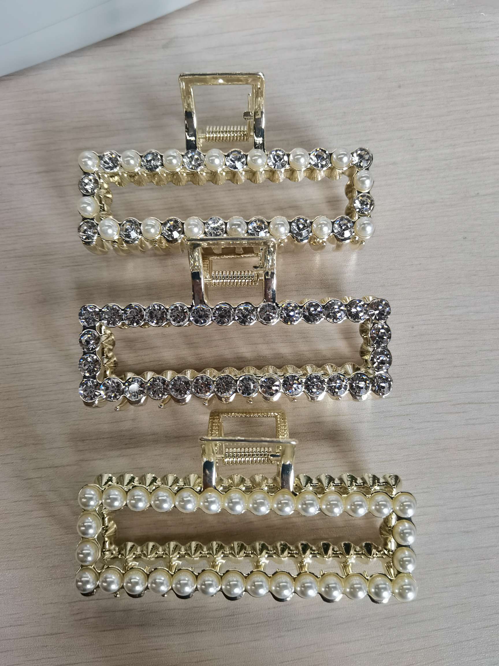 法式大号珍珠发夹，方形鲨鱼夹，后脑勺抓夹