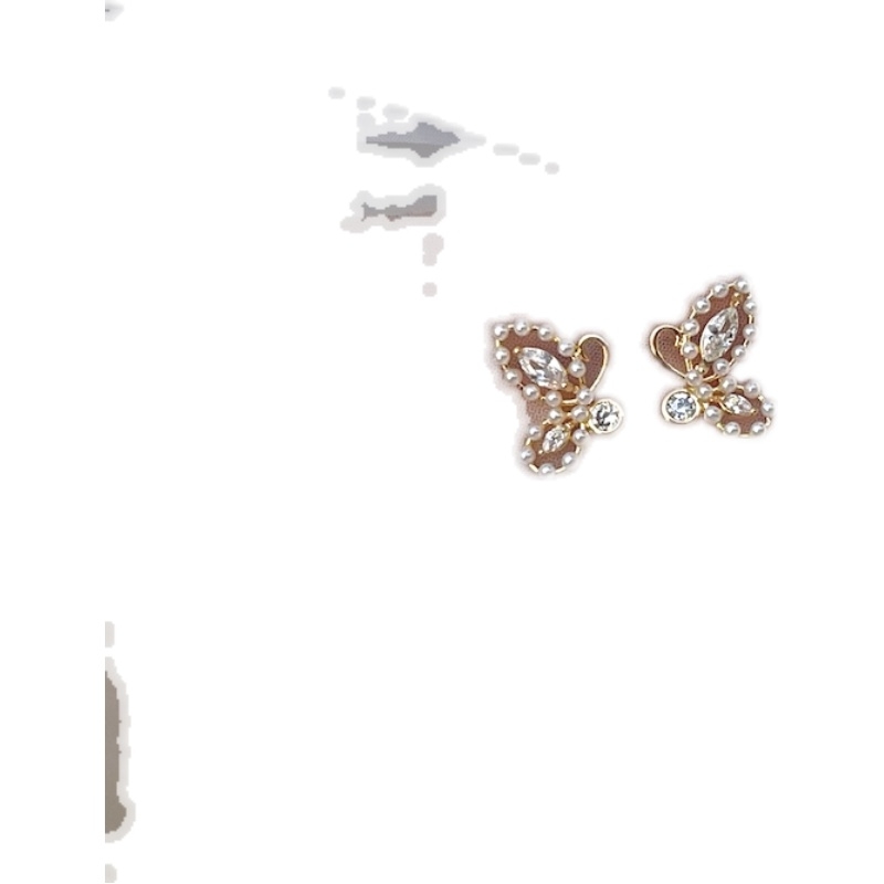 S925 Silver needle exquisite micro-inlaid gentle and sweet fairy style pearl zircon butterfly stud earrings for women details Picture