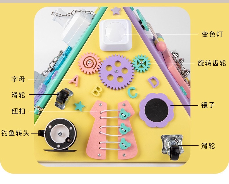 Yiwu Good Goods Cross-border Montessori Teaching AIDS, Early Education Intelligence Lock-picking toys, Baby Montessori Tabletop Games, Busy Board c1-1504 pic 6