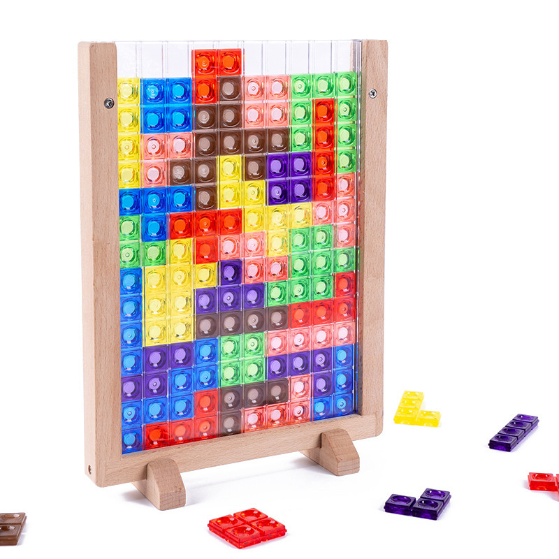 Yiwu Good Goods Cross-border Bestseller 3d Stereoscopic Tetris Interactive Puzzle Board Educational Parent-Child Cross-border Children's Desktop Toy c1-1504 Item Picture