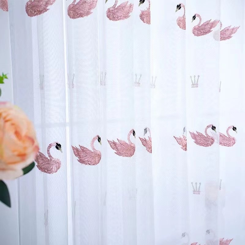 New swan-embroidered gauze window screens for living rooms and bedrooms details Picture