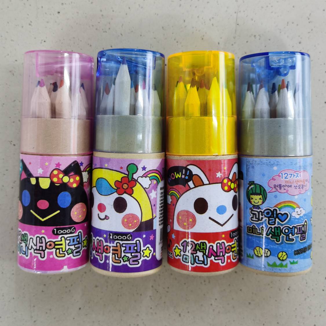 3.5—12色彩笔贴纸带卷笔刀，纸筒四款图混装