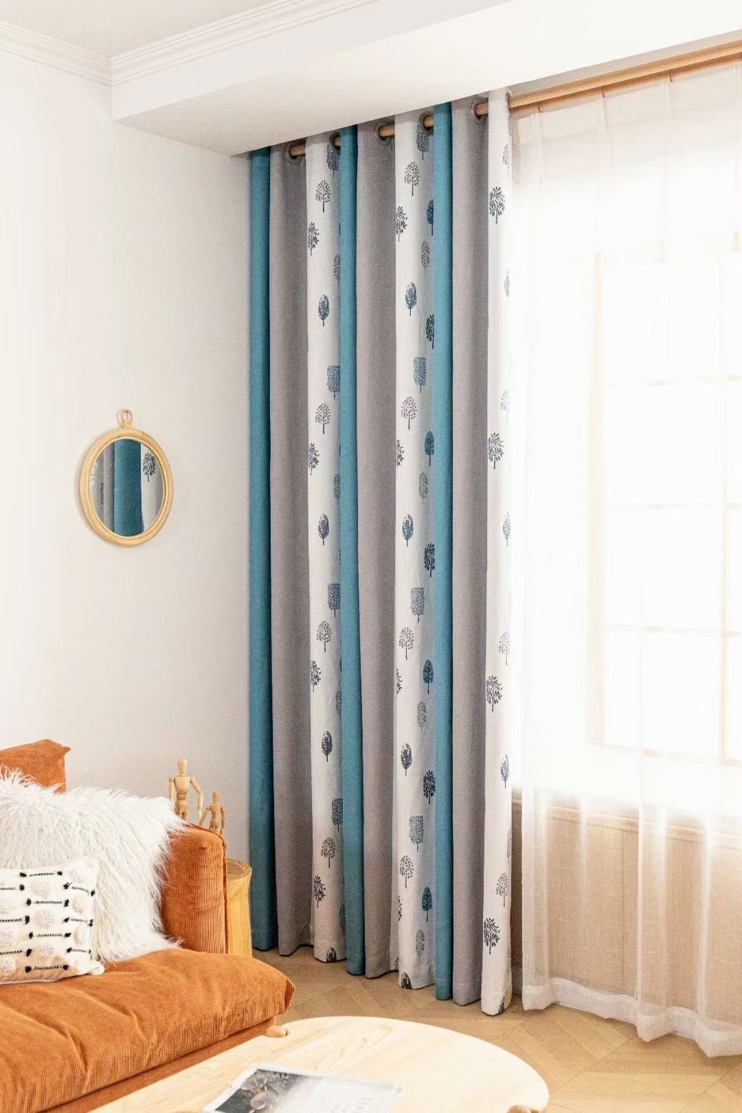 Yarn-Dyed Young Tree Blue Modern Small Fresh Feel Soft details Picture
