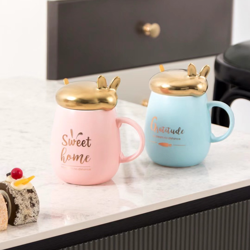 Trendy Korean version of home macaron ceramic coffee cups, spoons, water cups and mugs