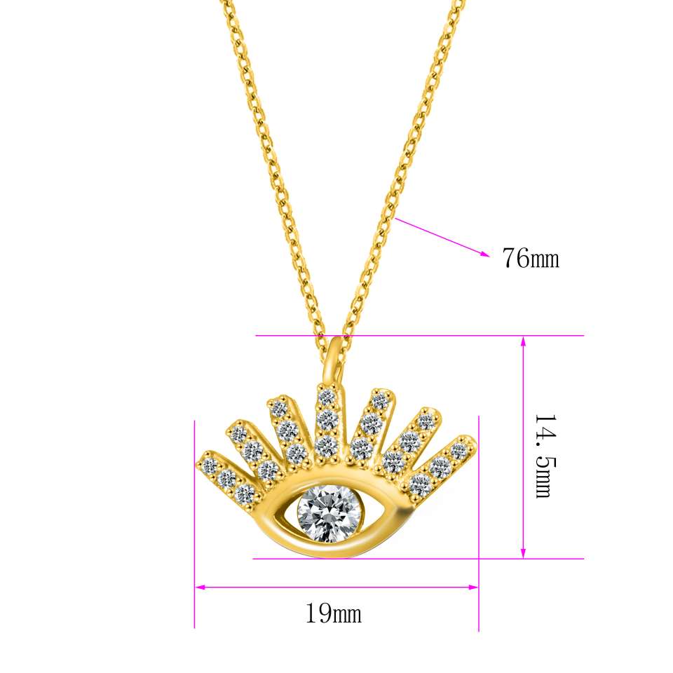 European and American retro hip-hop travel commemorative Devil's Eye pendant Harajuku style Zircon eye necklace details Picture