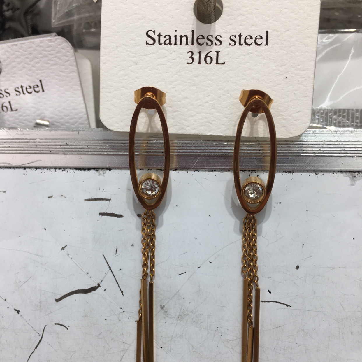 Flow whisker rod rose gold stainless steel cloud earrings source manufacturers fast hand live Tiktok preferred.