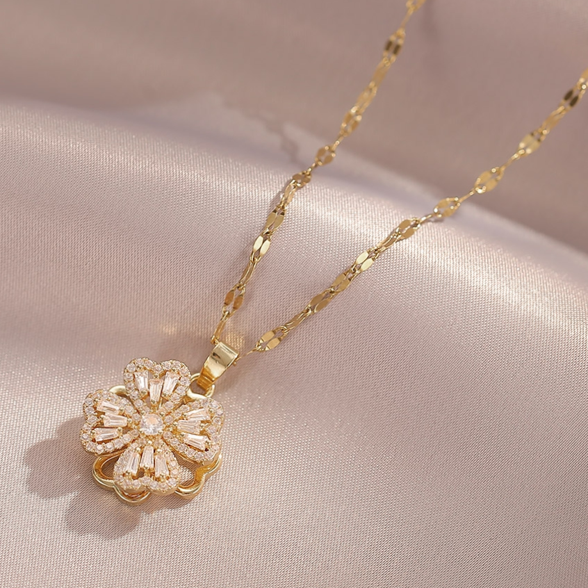 Advanced sensitive zircon pendant thin chain elegant sweet luxury girl collarbone chain necklace Goddess ins23