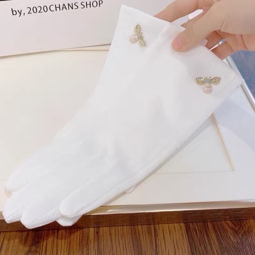 Uv gloves UV thin small bee driving electric bike riding cotton thread non-slip touch screen elasticity