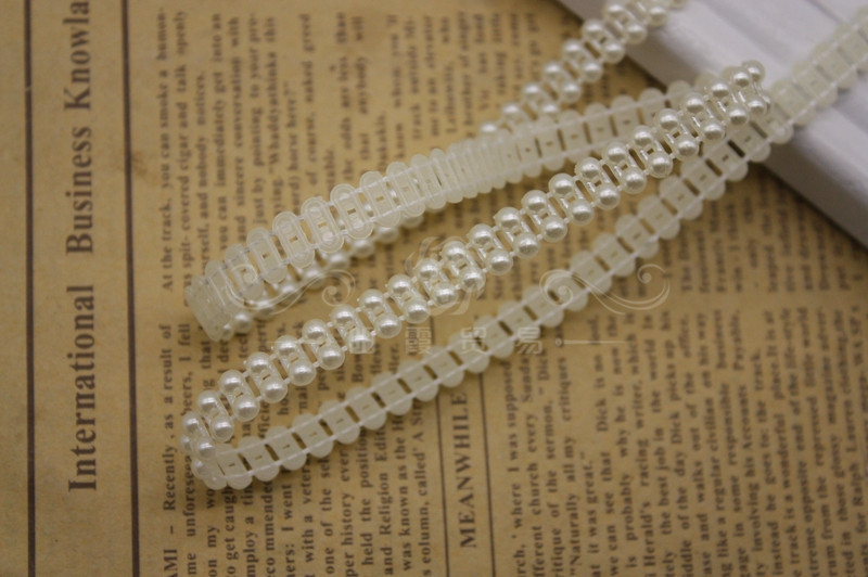 现货1cm宽4厘双排珠子迷糊娃娃装饰连线珠婚纱定位半圆珠工艺饰品配件产品图