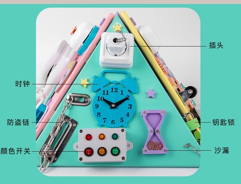 Yiwu Good Goods Cross-border Montessori Teaching AIDS, Early Education Intelligence Lock-picking toys, Baby Montessori Tabletop Games, Busy Board c1-1504 pic 5