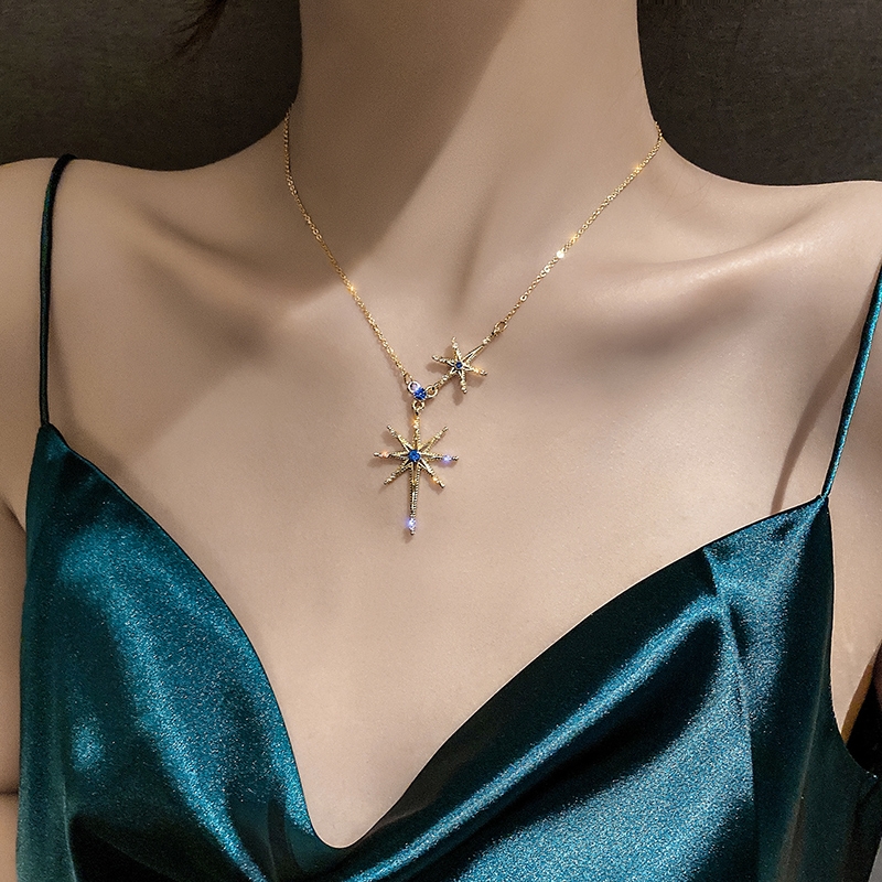 Advanced sensitive zircon pendant thin chain elegant sweet luxury girl collarbone chain necklace Goddess ins24