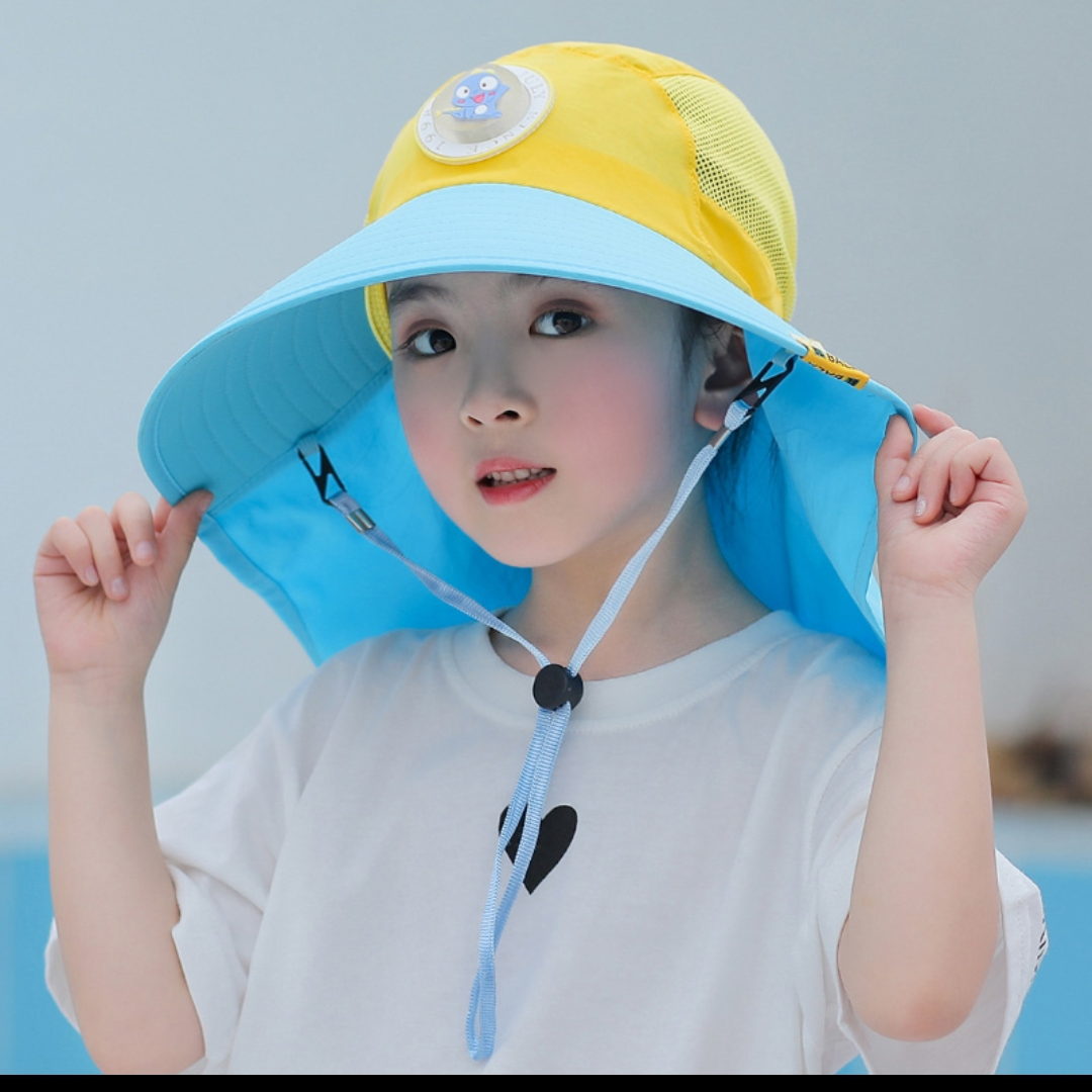 儿童防晒帽夏天遮阳帽防紫外线太阳帽男童夏季帽子女童宝宝渔夫帽78
