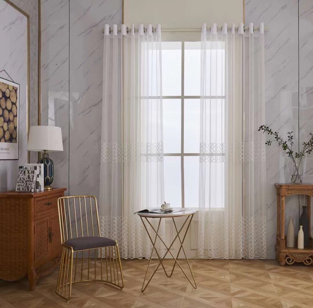 Modern light luxury circular window screen, milk silk thread grid base screen, long-lasting and attractive style details Picture