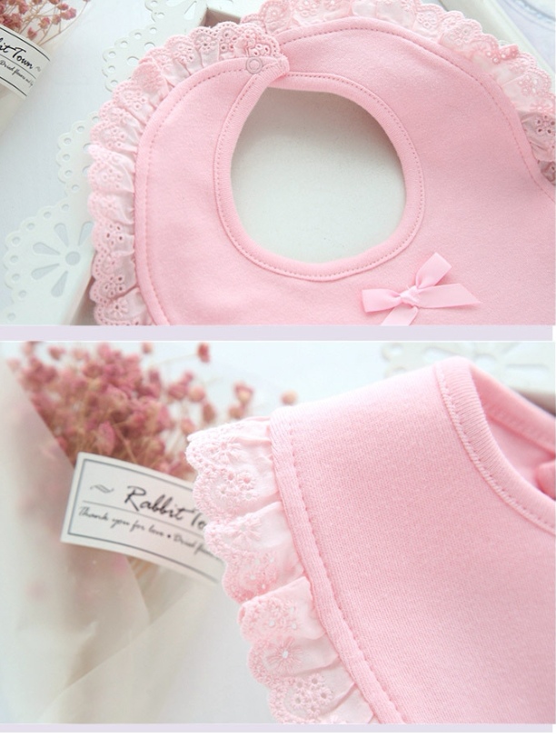 Double Drool Mesh Lace Pressed Princess Bib Specification drawing