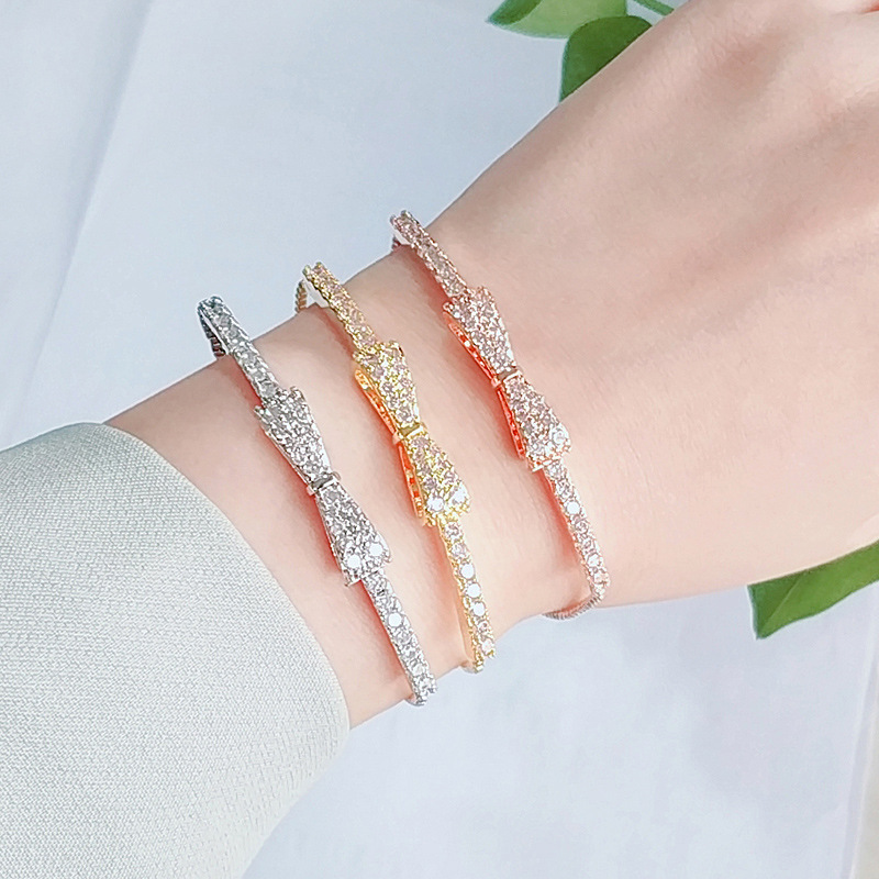 Korean bow girl adjustable draw bracelet electroplated real gold hand jewelry summer new product