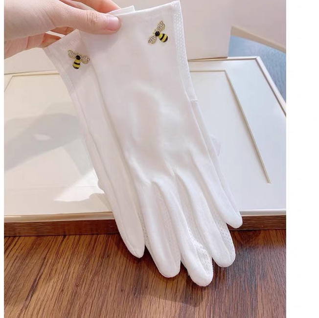 Sunblock gloves female summer UV thin bee drive electric bike ride cotton thread non-slip touch screen elasticity