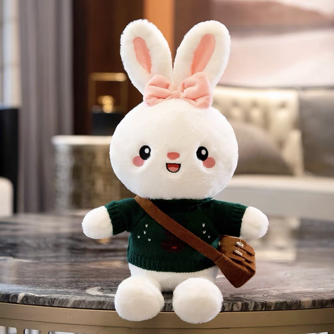 Cute rabbit doll plush toy cartoon small White rabbit doll girl Girl birthday gift 60