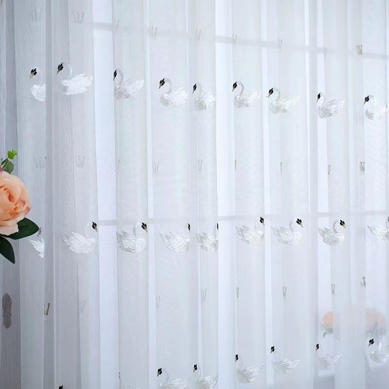 New swan-embroidered gauze window screens for living rooms and bedrooms Application Scenario