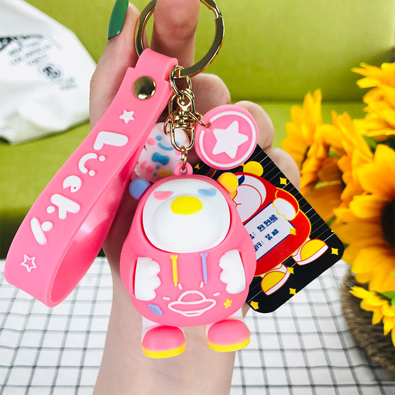 FLY718 new plastic PVC dinosaur lovers cute bag animation figure key chain pendant car key chain wholesale