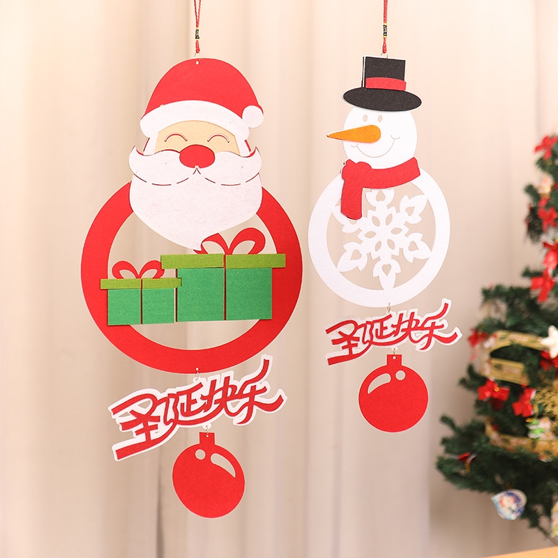 New Christmas decorations non-woven cartoon Christmas door hanging item Hotel shopping mall window decoration 152