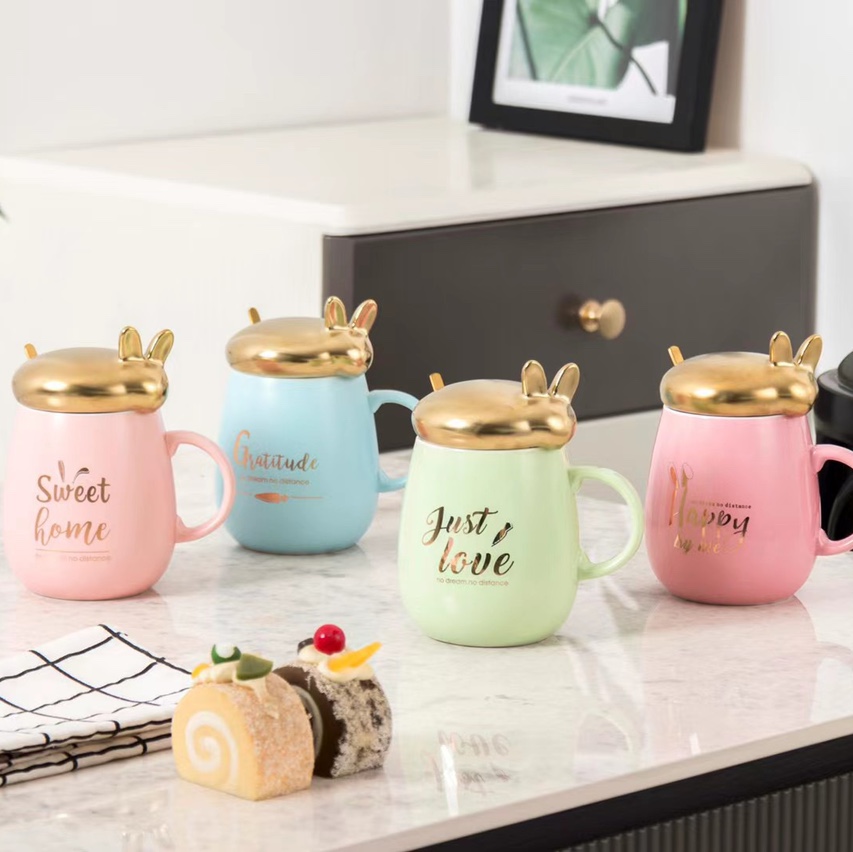 Trendy Korean version of home macaron ceramic coffee cups, mugs, spoons and water cups
