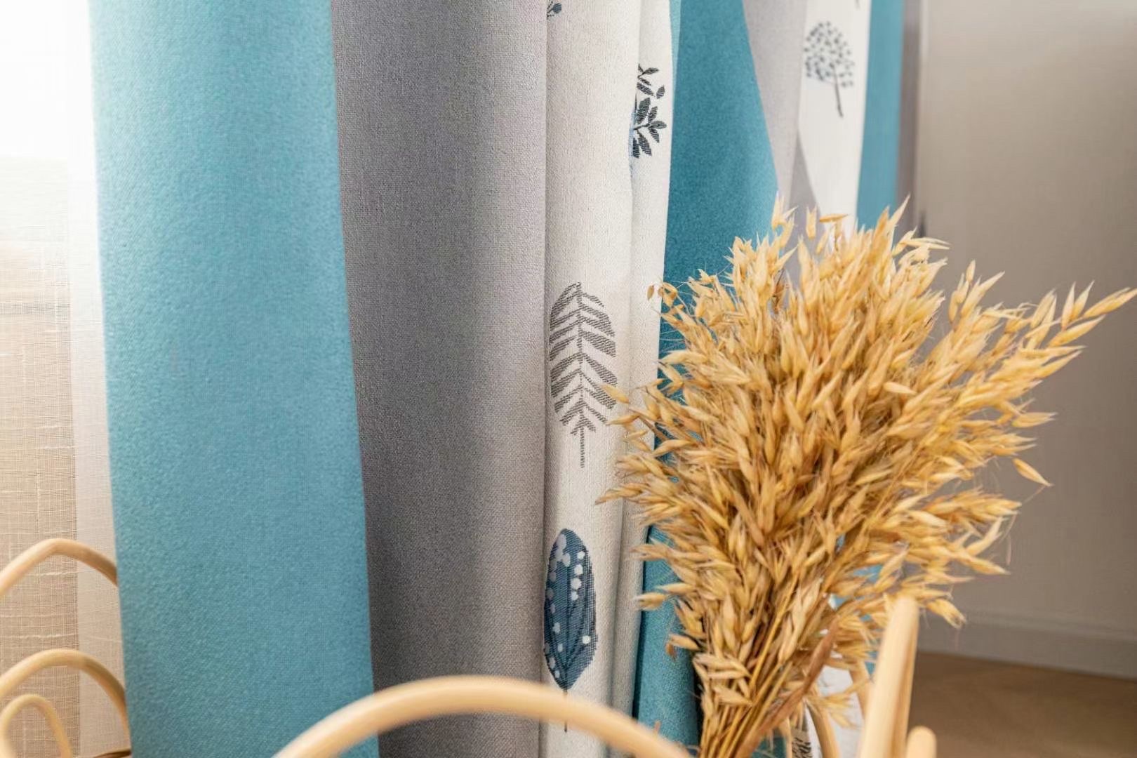 Yarn-Dyed Young Tree Blue Modern Small Fresh Feel Soft Specification drawing