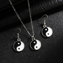 Original retro simple Taiji picture alloy necklace earrings cross-border new accessory set wholesale 2