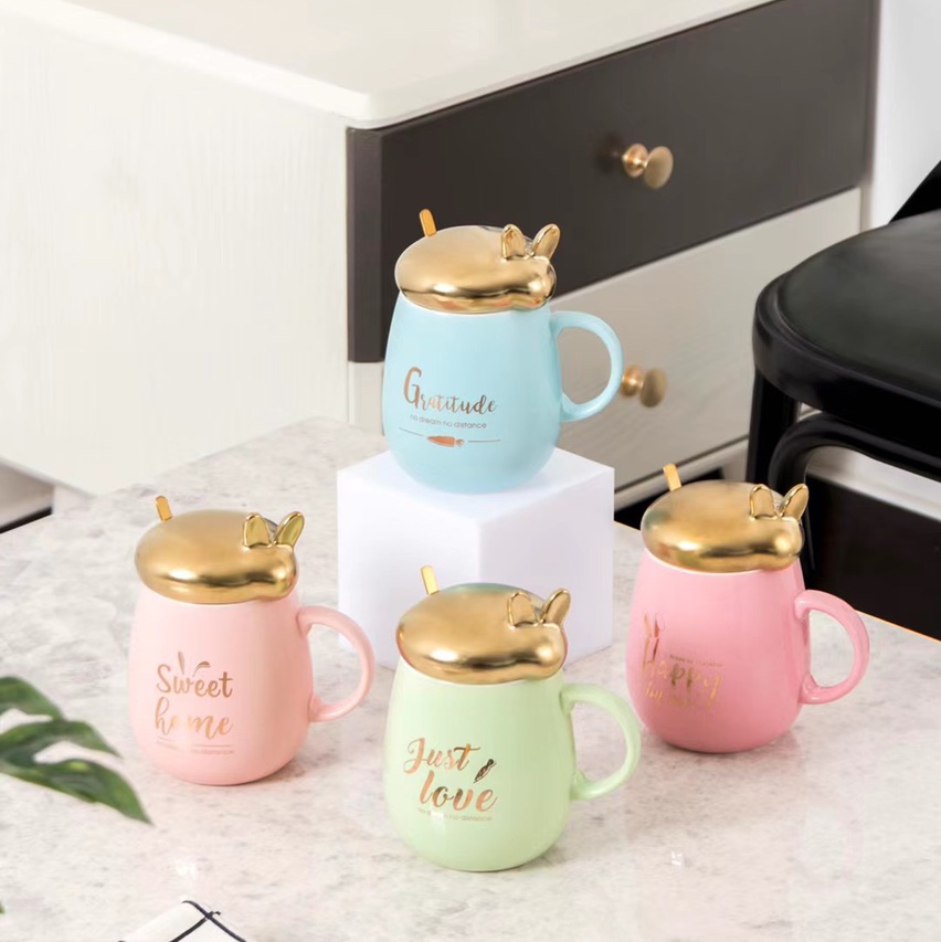 Internet-famous home macaron ceramic coffee cups, spoons, water cups, girl mugs, trendy Korean version