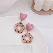 Pink love summer small fresh cute foreign girly earrings