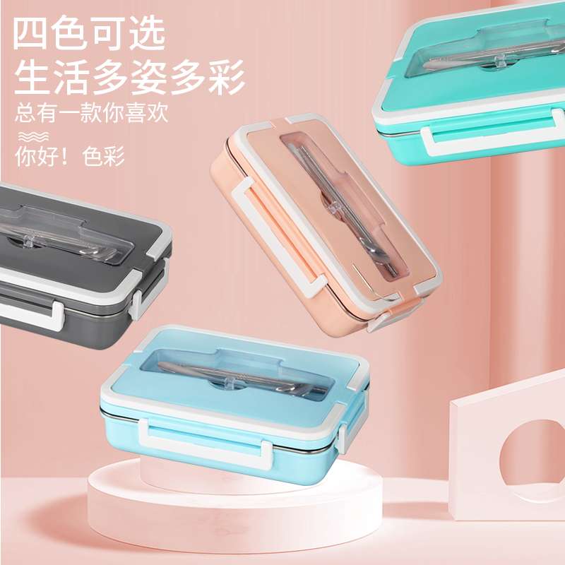 快餐盘三格四格304材质带筷子勺子详情图2