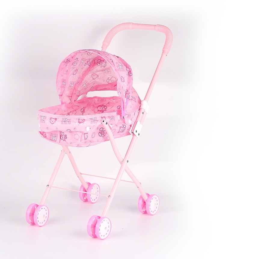 新款opp卡头袋铁制婴儿遮阳手推车 粉红色