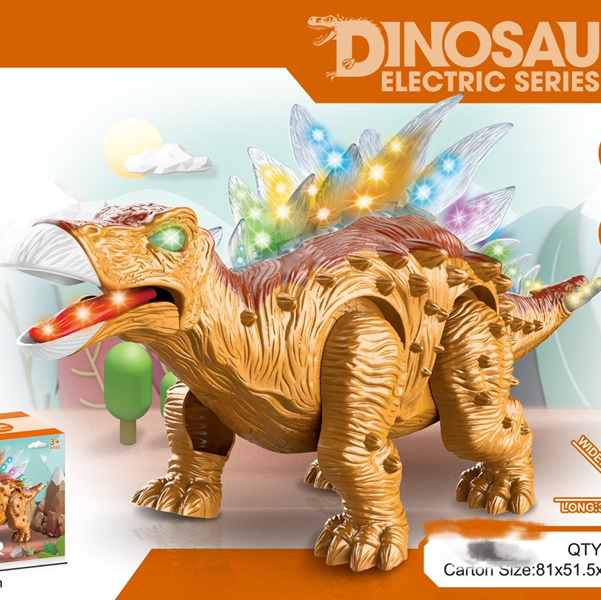 2021新款 开窗盒电动剑龙 灯光 声音 会走路 头尾摆动