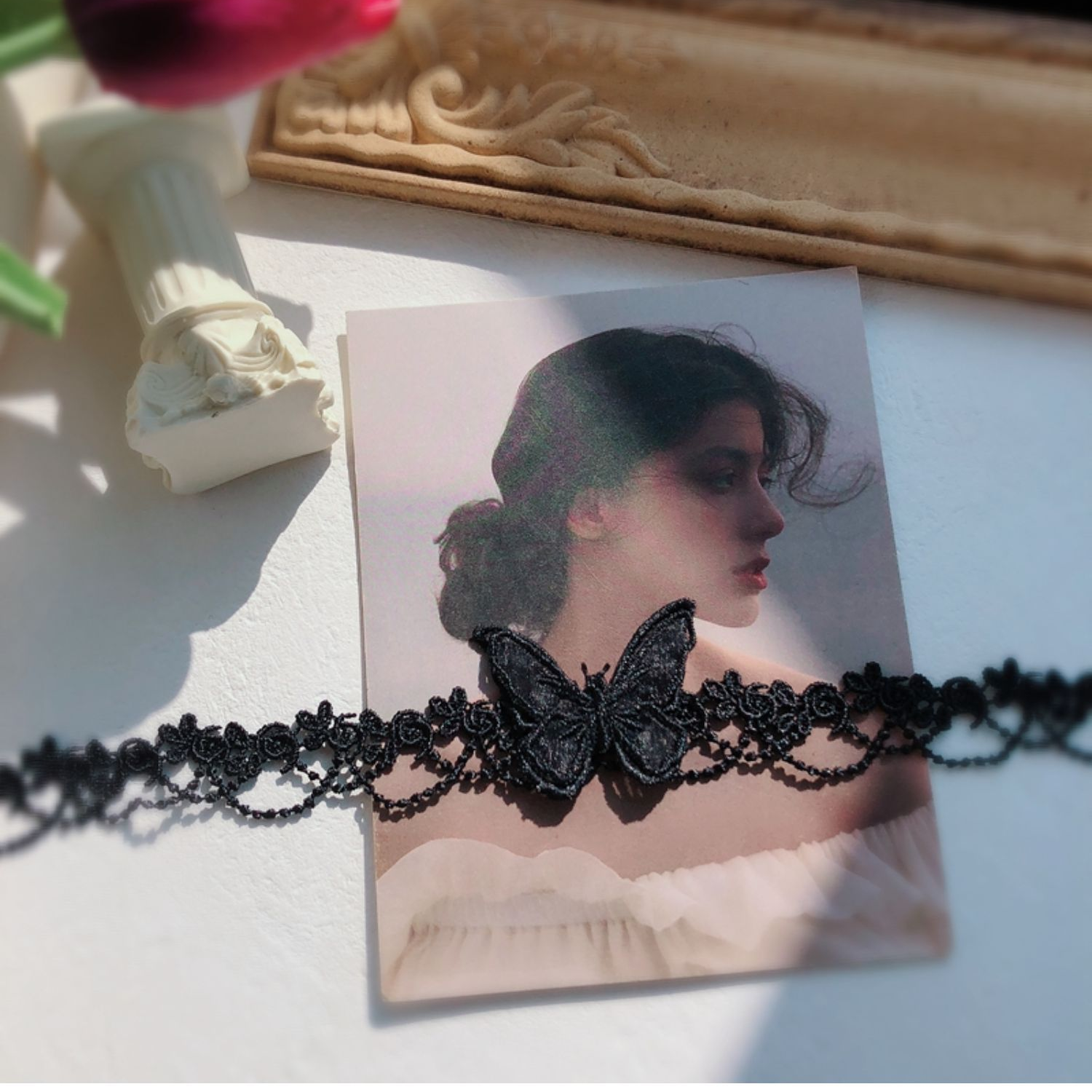 FLY818 Korean black velvet lace three-dimensional butterfly choker collarbone choker temperament cool neck collar collar collar