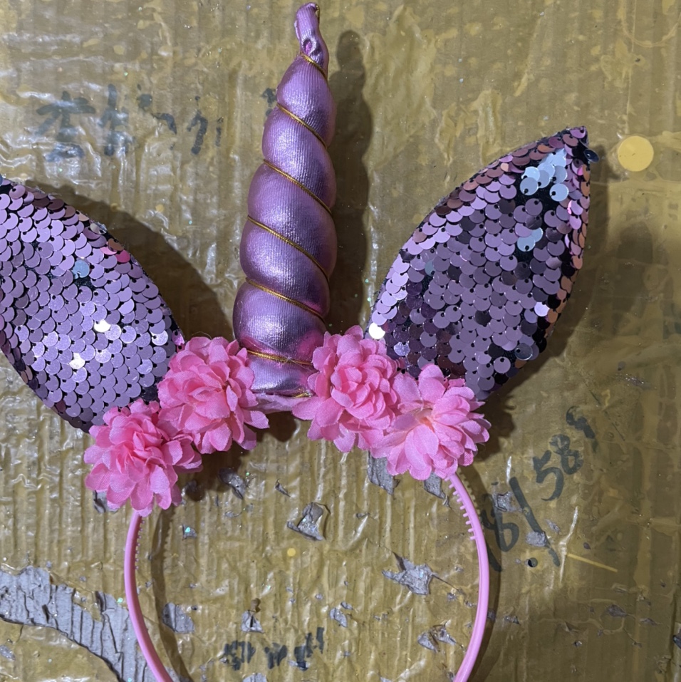 Purple sequin unicorn headband Children's party items Children's makeup props thumbnail