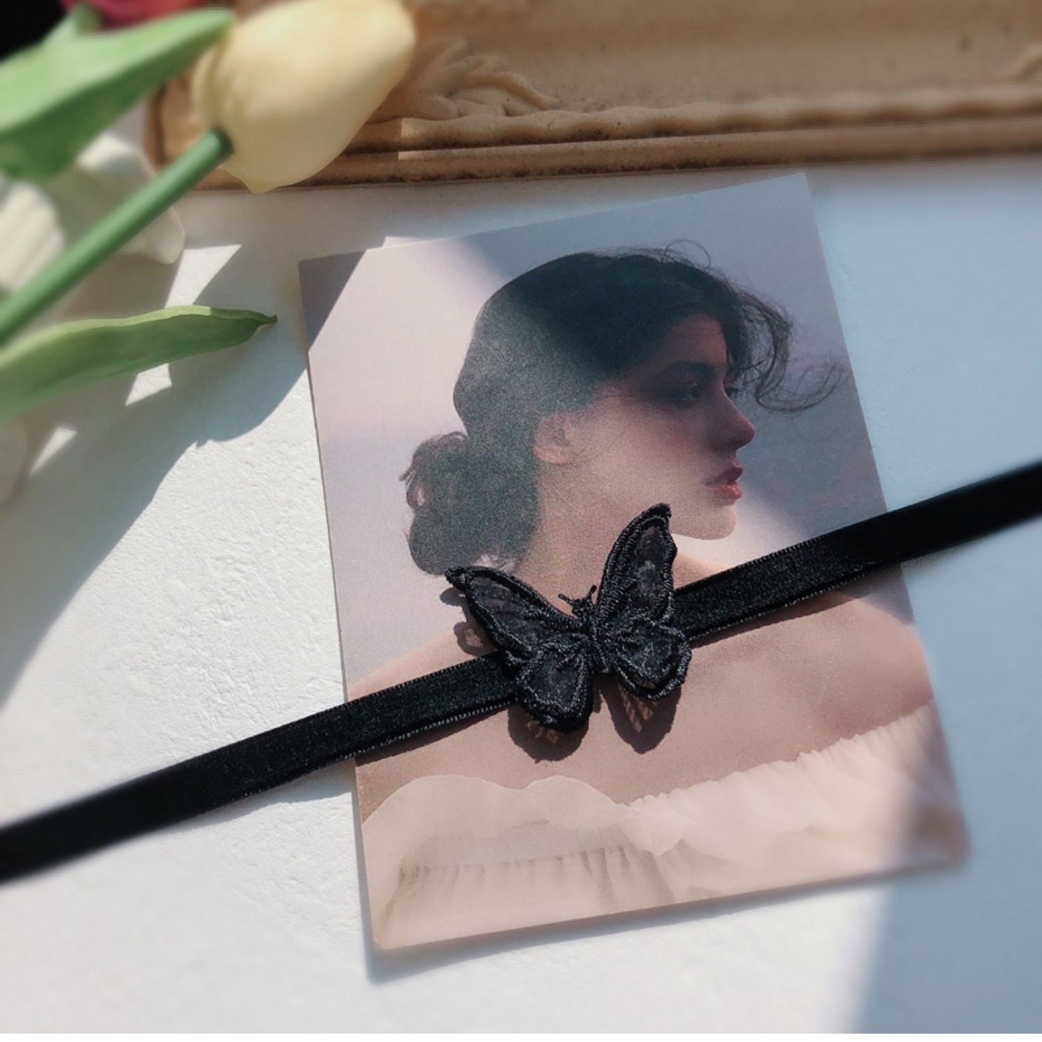 FLY817 Korean black velvet lace three-dimensional butterfly choker collarbone choker temperament cool neck collar collar collar