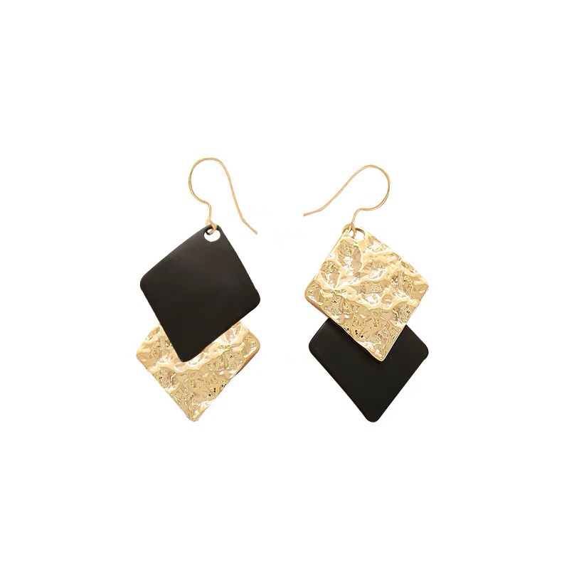 Square geometry goddess metal texture explosive earrings