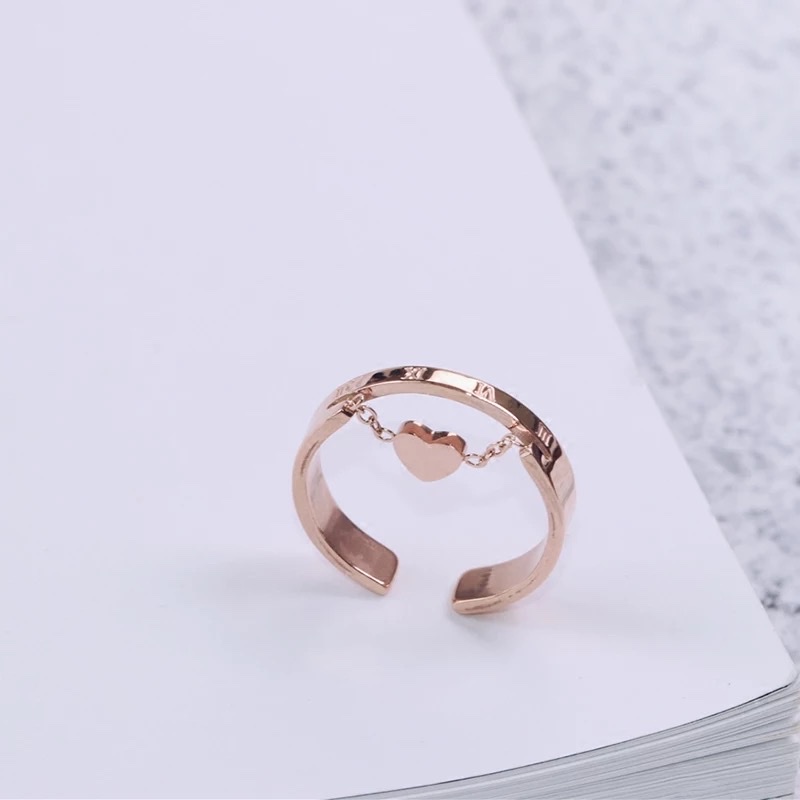 Stainless steel heart-shaped ring, simple, fashionable and elegant index finger ring, Jieya steel jewelry pic 2
